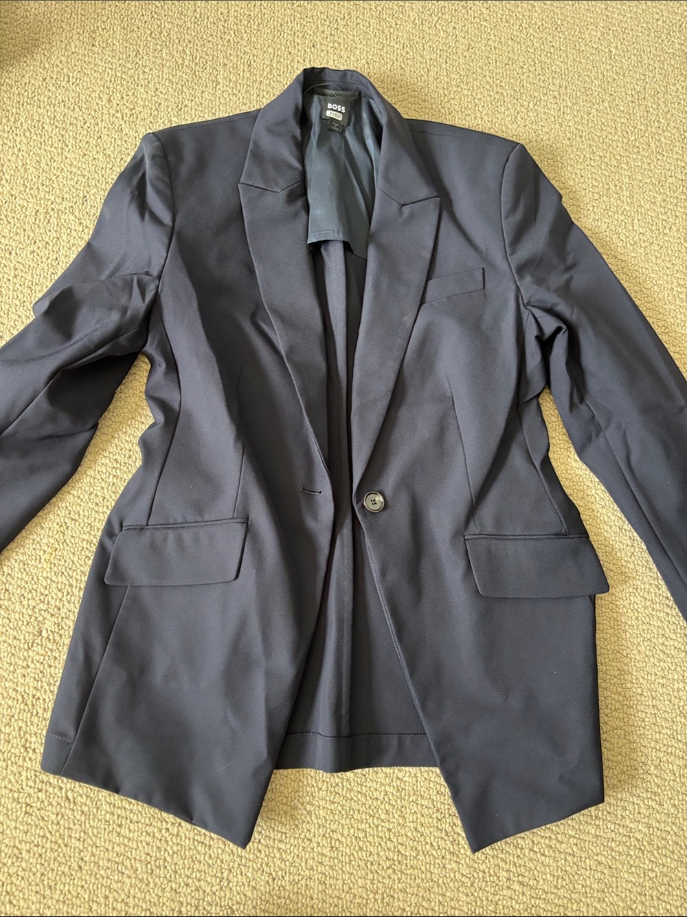 Boss Dark Navy Single-Button Tailored Blazer